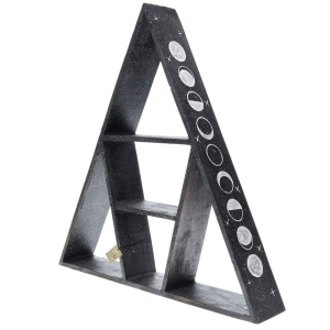 CLEARANCE - WOODEN SHELF - Pyramid with Moon Phases Painted 60cm x 60cm x 10cm