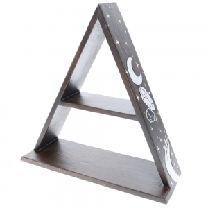 CLEARANCE - WOODEN SHELF - Pyramid with Crystal Painting 30cm x 30cm x 12cm