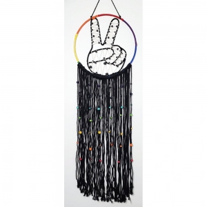 CLEARANCE - WALL HANGING - Peace Rainbow with Strings 30cm x 110cm