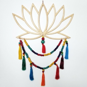 CLEARANCE - WALL HANGING - Lotus with Tassels 40cm x 75cm