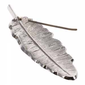 ALUMINIUM INCENSE BURNER - Silver Leaf 24cm x 7.5cm