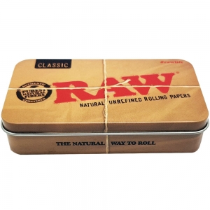 CLOSE OUT - STORAGE BOX - RAW Metal Tin 6 x 2.8 x 9.4cm