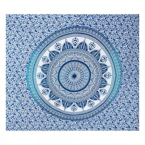TAPESTRY - Mandala White Blue 210cm x 240cm