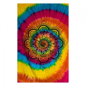 TAPESTRY - Lotus Mandala Spiral Tie Dye 140cm x 210cm