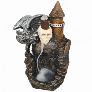 POLYRESIN BACKFLOW BURNER - Skull Black Dragon 10cm x 11cm x 20cm