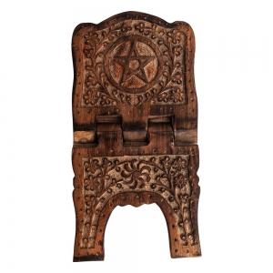 BOOK HOLDER - Wooden Pentacle Engraved 16cm x 18cm x 28cm