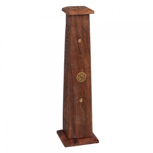 WOODEN INCENSE TOWER - Om Inlay 30cm