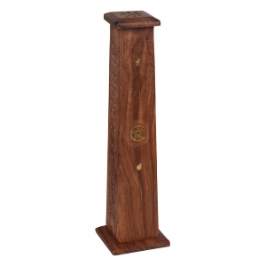 WOODEN INCENSE TOWER - Pentacle Inlay 30cm