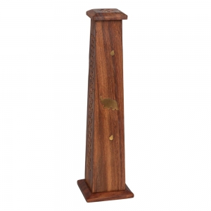 WOODEN INCENSE TOWER - Elephant Inlay 30cm