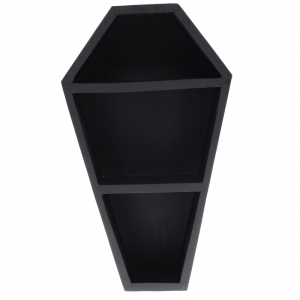 WOODEN SHELF - Coffin Shape Black 35cm x 20cm x 9cm