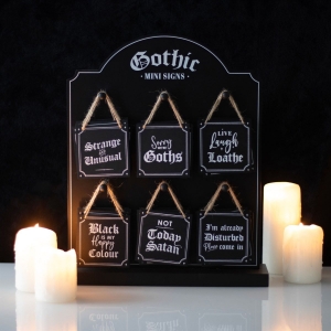 Set Of 36 Gothic Mini Mdf Signs On Display