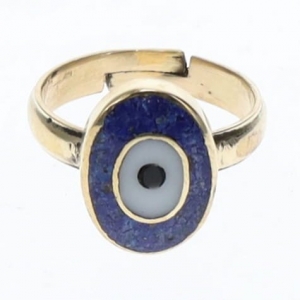 RING - Brass Evil Eye Blue Adjustable
