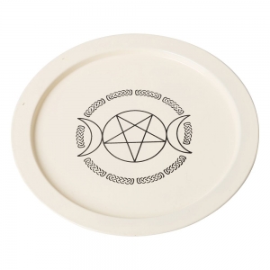 40% OFF - OFFERING PLATE - Pentacle Triple Moon Crescent 22cm