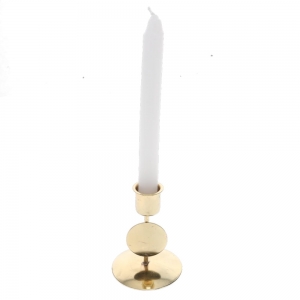 CANDLE HOLDER - Small Brass Polish Taper Moon Phase