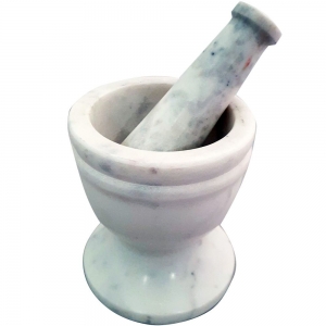MORTAR AND PESTLE - White Marble 9cmx10cm