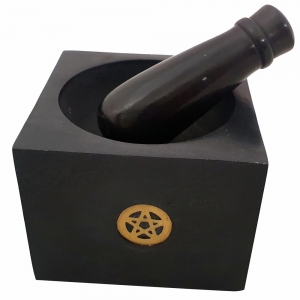 MORTAR AND PESTLE - Pentacle Black Soapstone 8cmx10cm