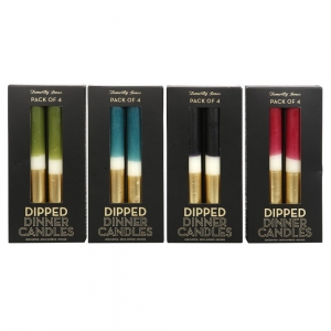 Pack of 4 Colourful Dipped Dinner Candles